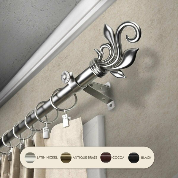 Kd Encimera 0.8125 in. Giles Curtain Rod with 48 to 84 in. Extension, Satin Nickel KD3728632